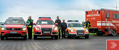 Linkbanner mit Einsatzfahrzeugen zu Seite Brandschutz- und Katastrophenschutz