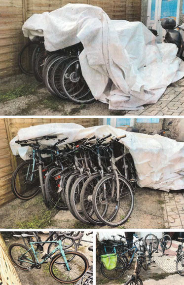 Foto von gestohlenen Fahrrädern am Fundort in Velten
