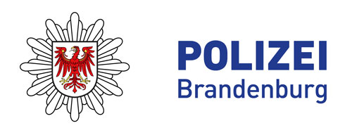 Logo Polizei Brandenburg Logo der Polizei des Landes Brandenburg mit Polizeistern und Schriftzug Polizei Brandenburg
