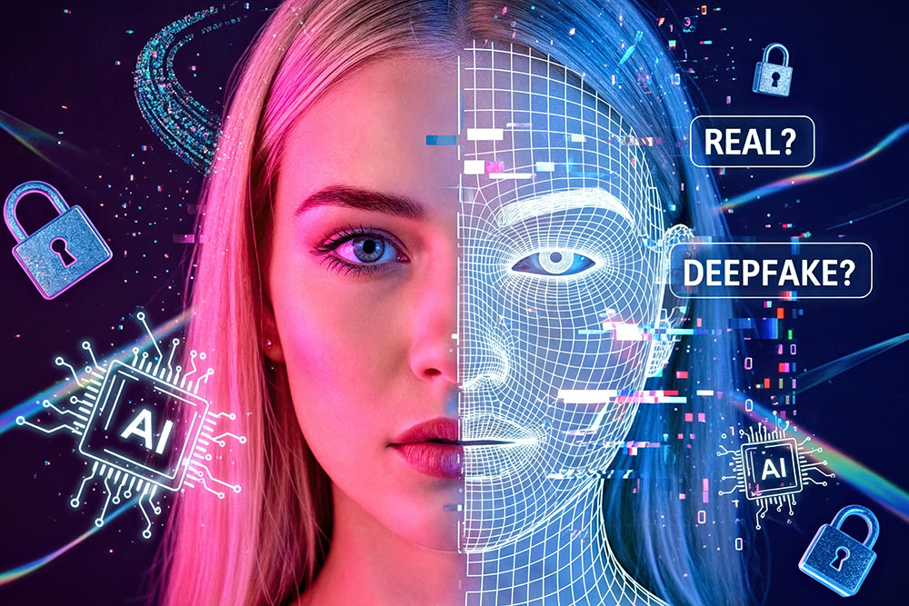 Grafik symbilisch für Soziale Medien und Künstliche Intelligenz
