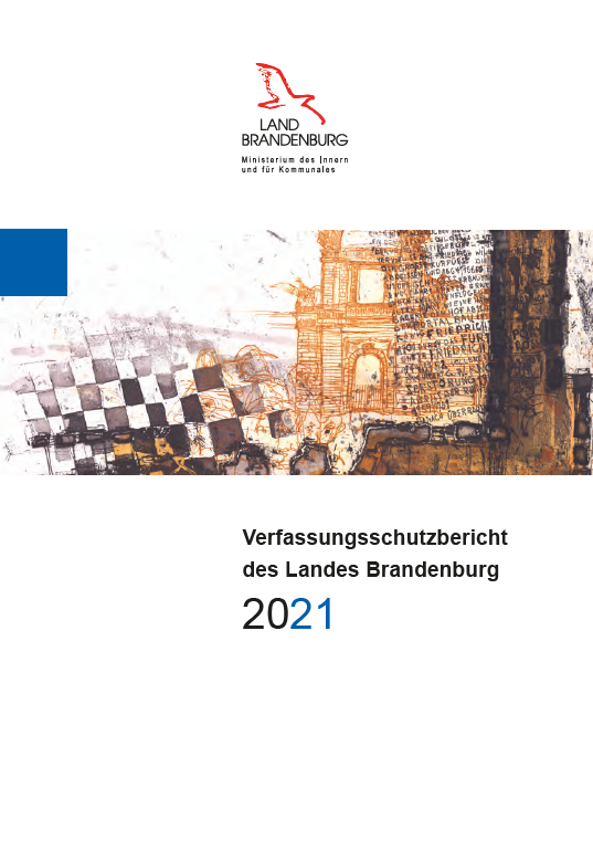 Bild vergrößern (Bild: Vorschaubild der Titelseite Verfassungsschutzbericht 2021 mit einer Farbradierung des Malers Christian Heinze „Potsdamer Stadtschloss“ )