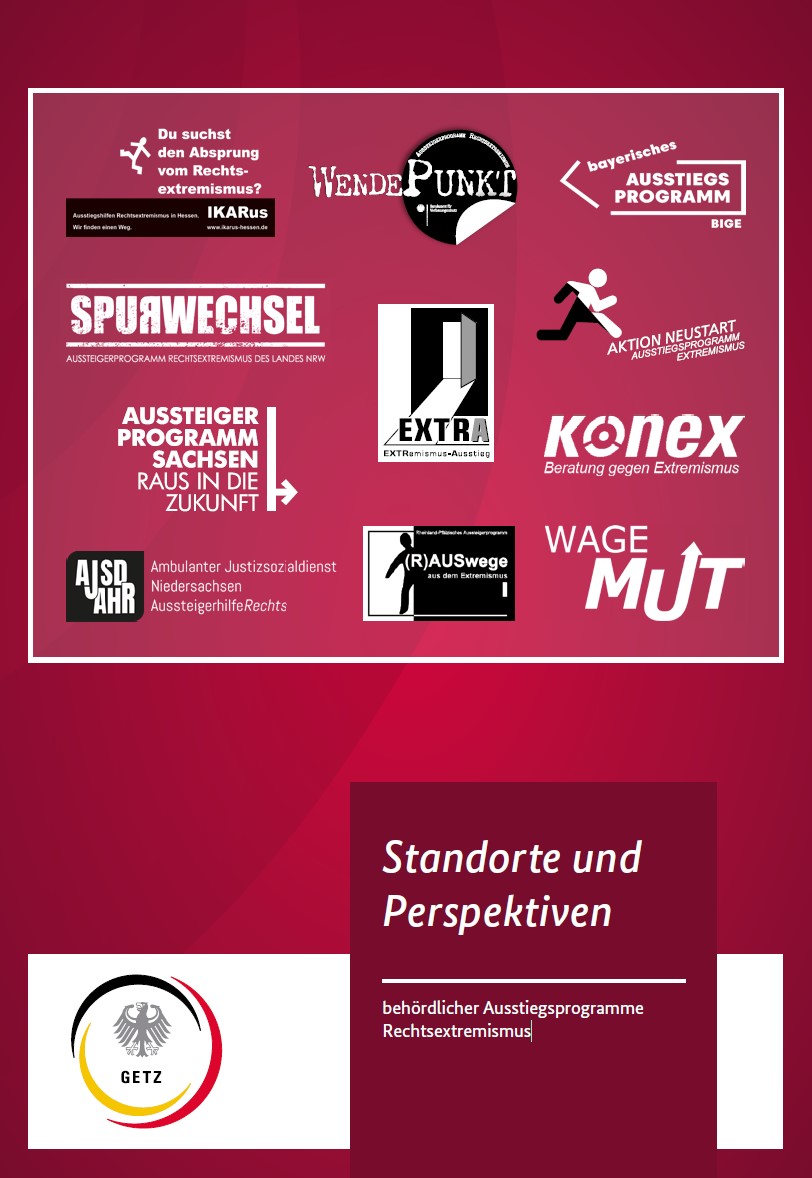 Bild vergrößern (Bild: Titelseite Broschüre Standorte und Perspektiven Ausstiegsprogramme mit Logos einzelner Programme)