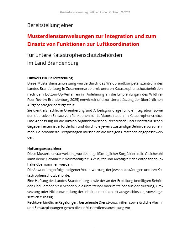 Bild vergrößern (Bild: Bild der ersten Seite der Musterdienstanweisung)