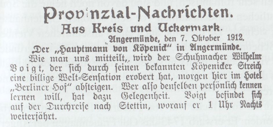 Bild: Zeitungsausschnitt mit altdeutscher Schrift