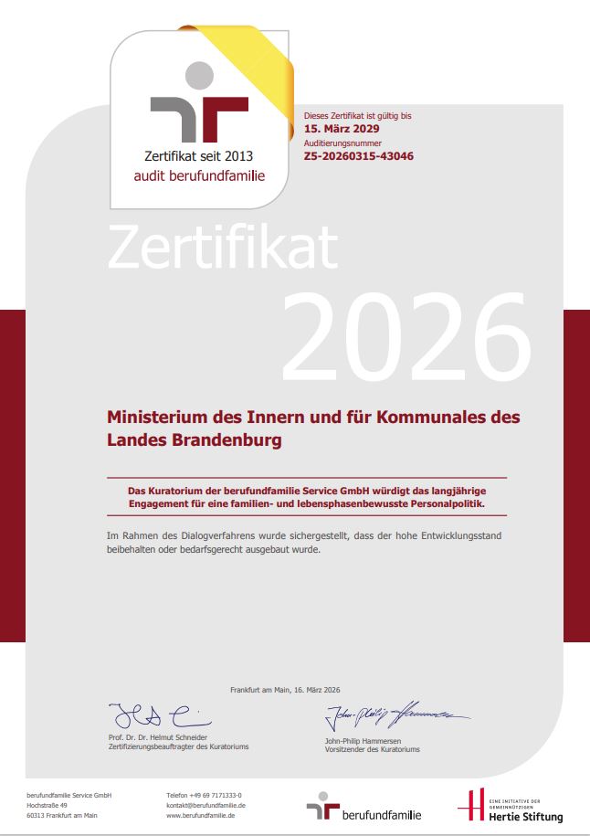 Zertifikat audit berufundfamilie für 2026