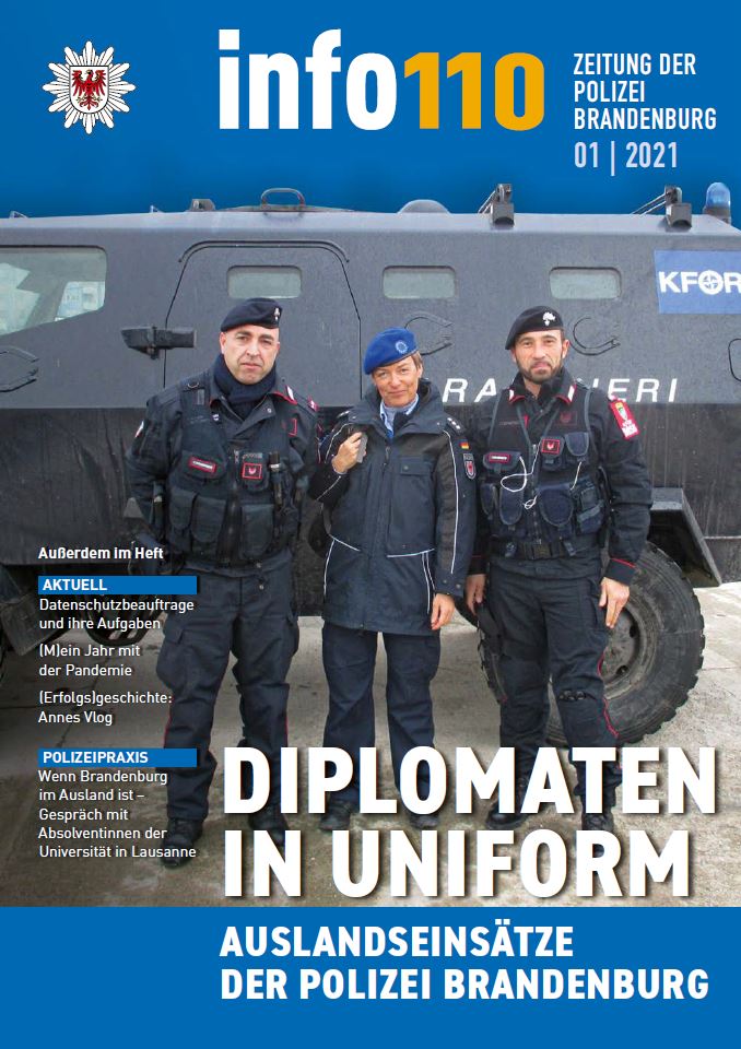 Bild vergrößern (Bild: Vorschaubild der Titelseite der Polizeizeitschrift info 110 Nr. 1 2021)