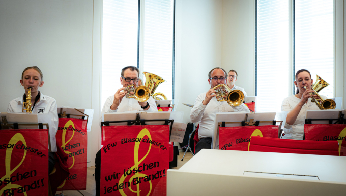 Foto von Musikern des Blasorchesters der FF Görzke