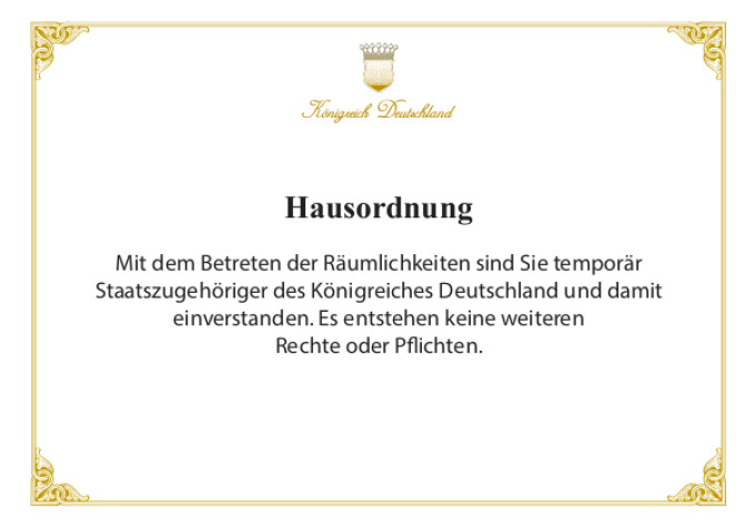"Hausordnung" des Restaurants in Bad Saarow 