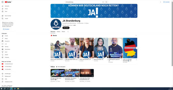 Foto auf dem mehrere Menschen auf der Youtbube-Seite der JA Brandenburg abgebildet sind. 